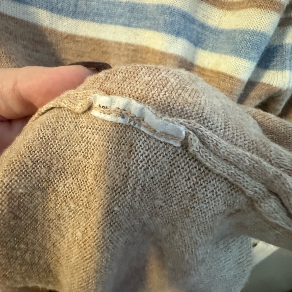 Vintage 70s Men's Long Sleeve Striped Neutral Polo Button Up Shirt Knit Preppy - Picture 9 of 11